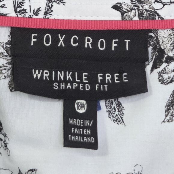Foxcroft Wrinkle Free Fit Top Womens SZ 18W Floral Button Blouse Preppy Office - Picture 11 of 12